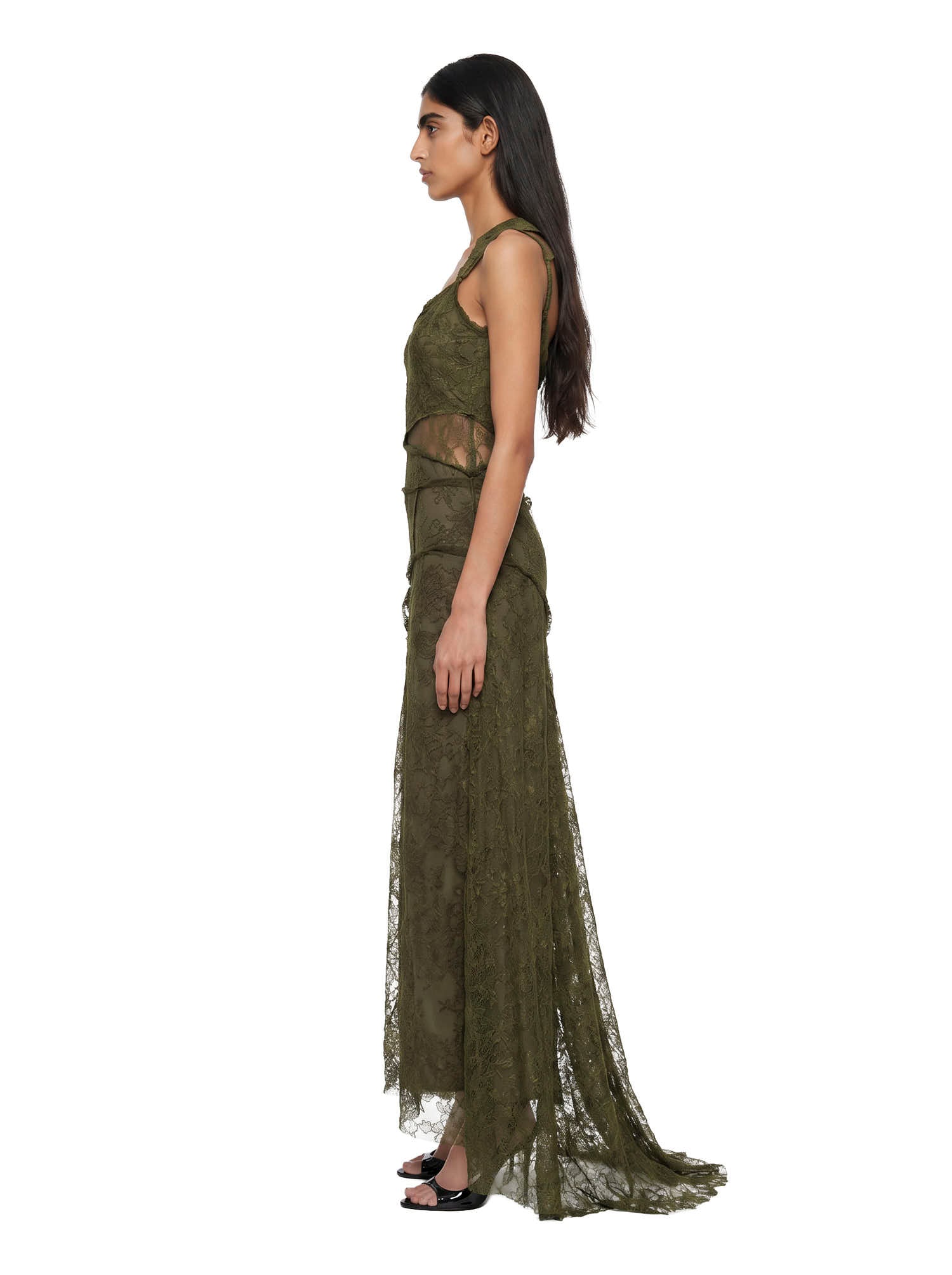 Abito con iserti in pizzo in verde kaki Blumarine - donna 