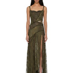 Abito con iserti in pizzo in verde kaki Blumarine - donna 