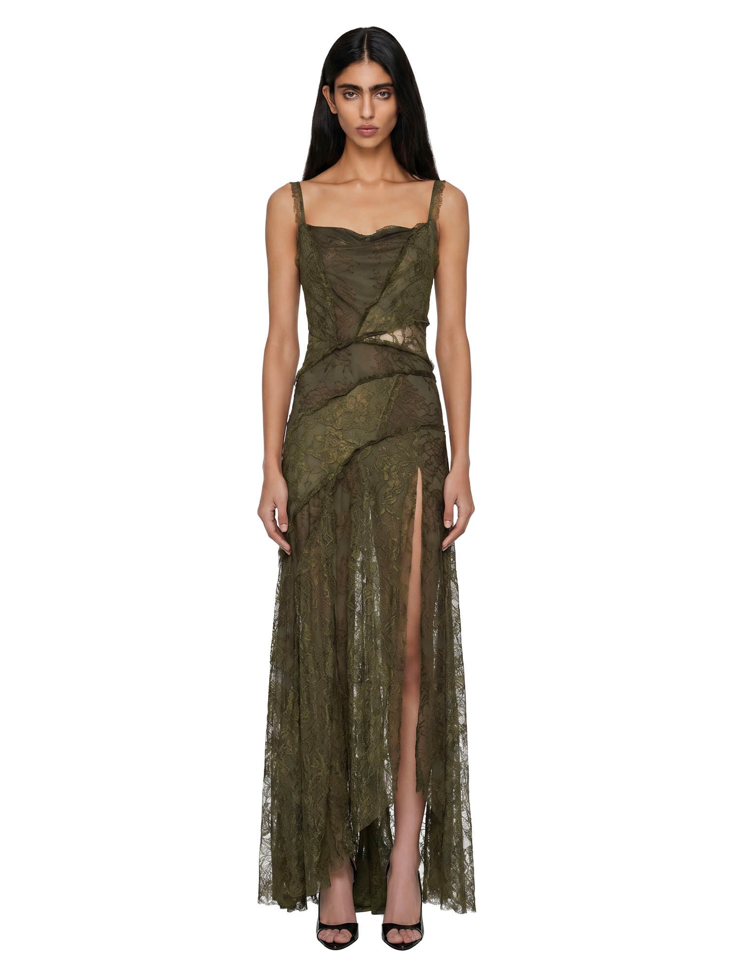 Abito con iserti in pizzo in verde kaki Blumarine - donna 