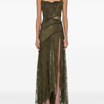 Abito con iserti in pizzo in verde kaki Blumarine - donna 