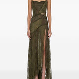 Abito con iserti in pizzo in verde kaki Blumarine - donna 