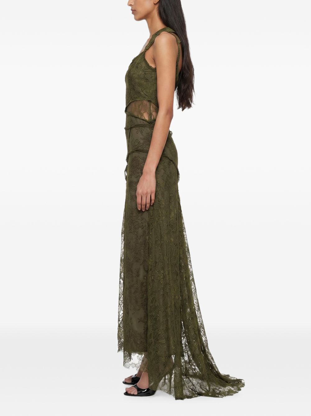Abito con iserti in pizzo in verde kaki Blumarine - donna 