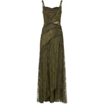 Abito con iserti in pizzo in verde kaki Blumarine - donna 