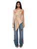 Top satinato con inserti in pizzo in beige Blumarine - donna