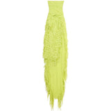 Abito lungo in georgette con ruches in verde Blumarine - donna 