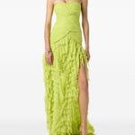 Abito lungo in georgette con ruches in verde Blumarine - donna 