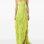 Abito lungo in georgette con ruches in verde Blumarine - donna 
