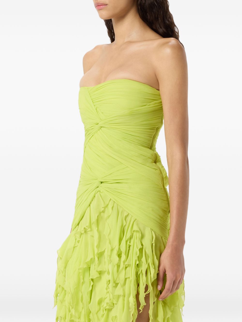 Abito lungo in georgette con ruches in verde Blumarine - donna 