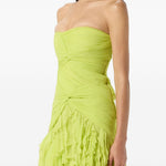 Abito lungo in georgette con ruches in verde Blumarine - donna 