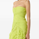 Abito lungo in georgette con ruches in verde Blumarine - donna 