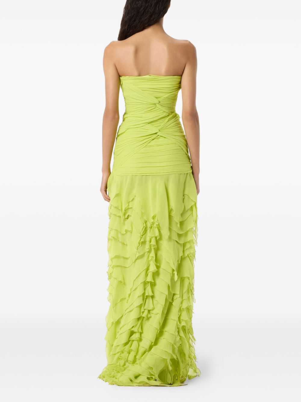 Abito lungo in georgette con ruches in verde Blumarine - donna 