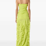 Abito lungo in georgette con ruches in verde Blumarine - donna 