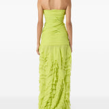 Abito lungo in georgette con ruches in verde Blumarine - donna 