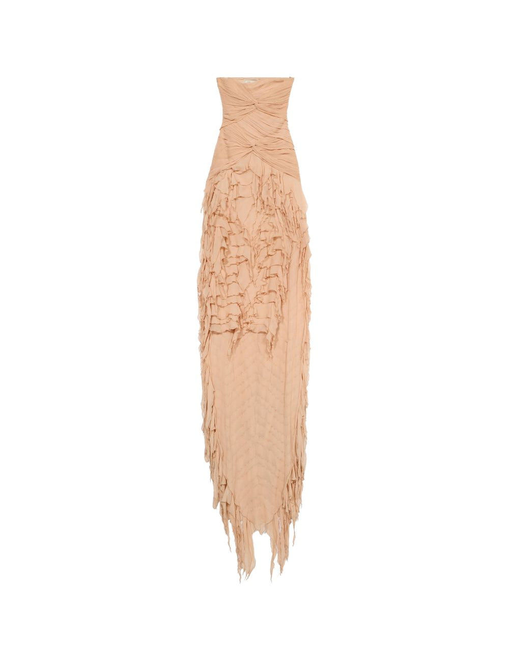 Abito lungo in georgette con ruches in rosa pesca Blumarine - donna 