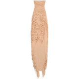 Abito lungo in georgette con ruches in rosa pesca Blumarine - donna 