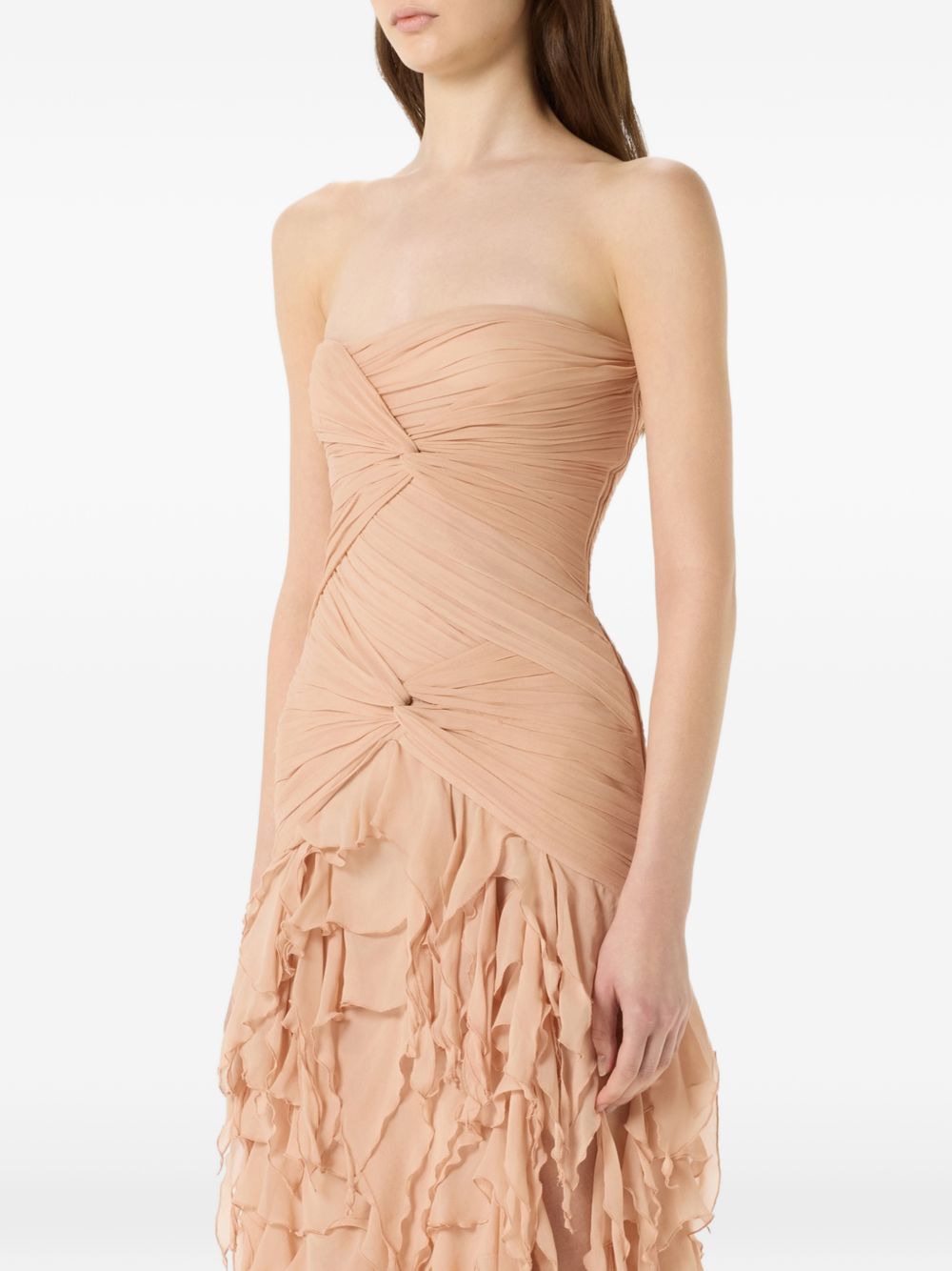 Abito lungo in georgette con ruches in rosa pesca Blumarine - donna 