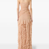 Abito lungo in georgette con ruches in rosa pesca Blumarine - donna 