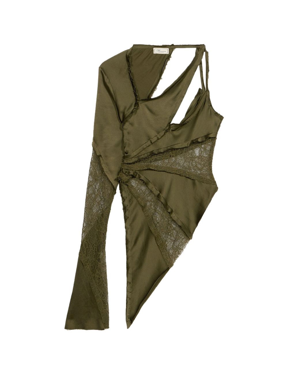 Top in raso con pizzo monospalla in verde Blumarine - donna 