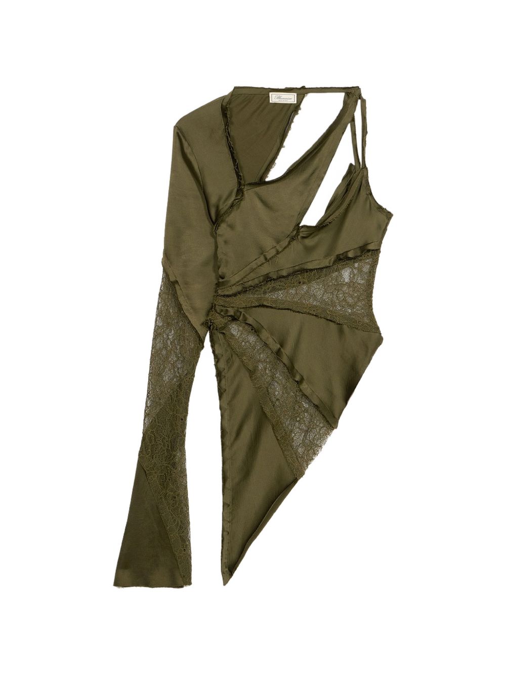 Top in raso con pizzo monospalla in verde Blumarine - donna 