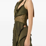 Top in raso con pizzo monospalla in verde Blumarine - donna 