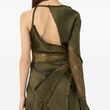 Top in raso con pizzo monospalla in verde Blumarine - donna 