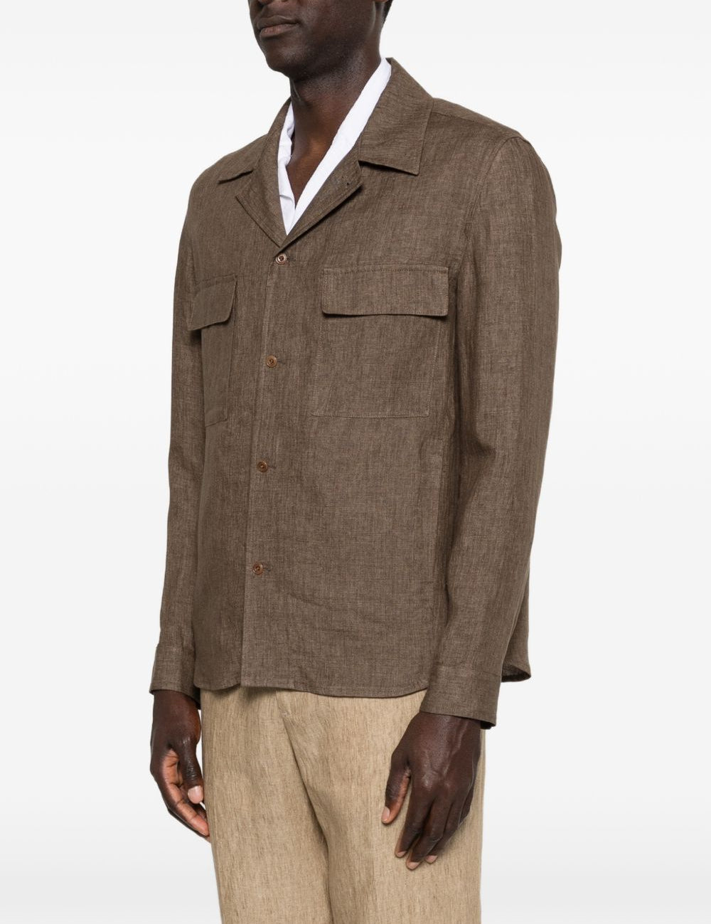 Giacca camicia john con tasca con patta in marrone Briglia 1949 - uomo 