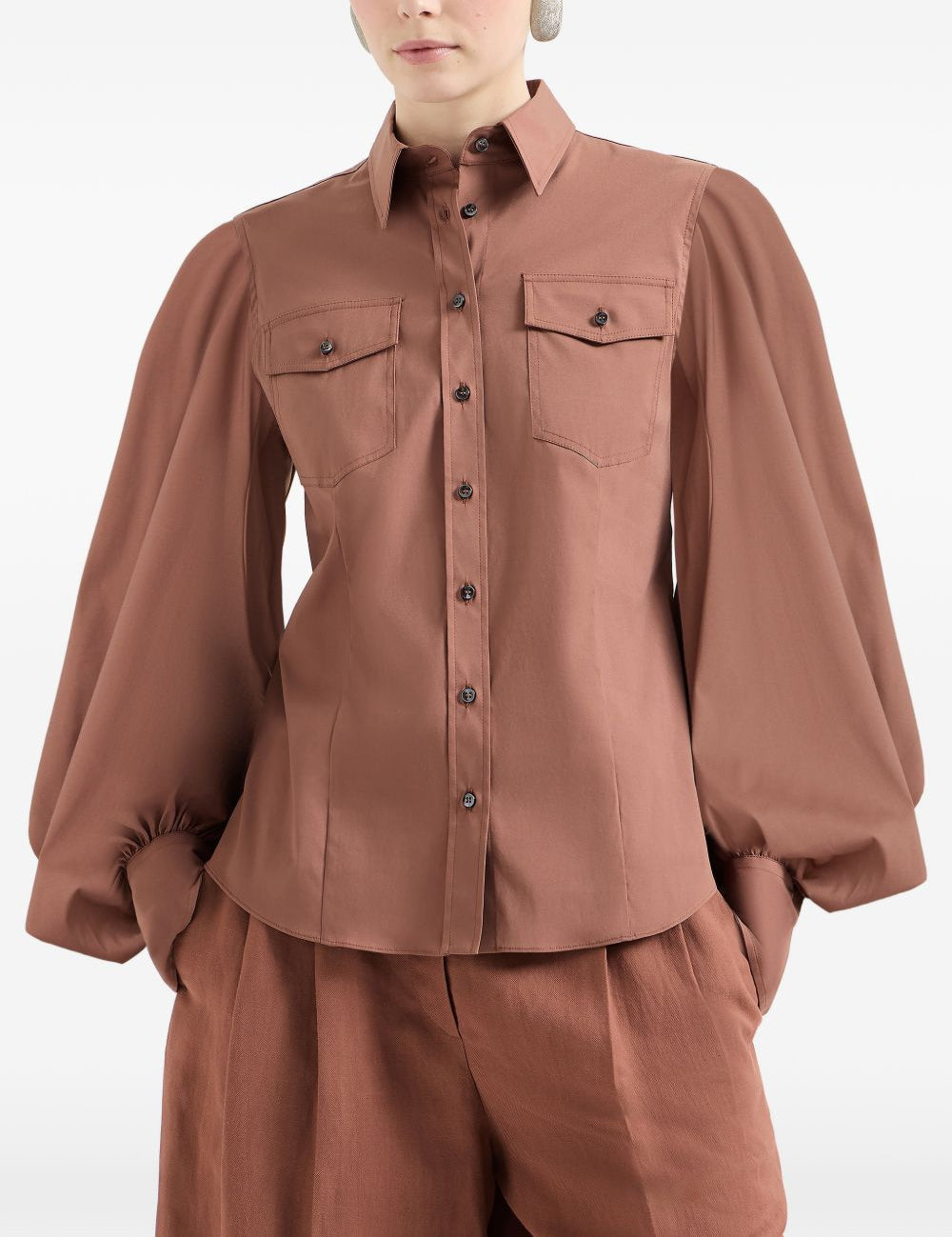 Camicia con maniche a sbuffo in rosa Brunello Cucinelli - donna 