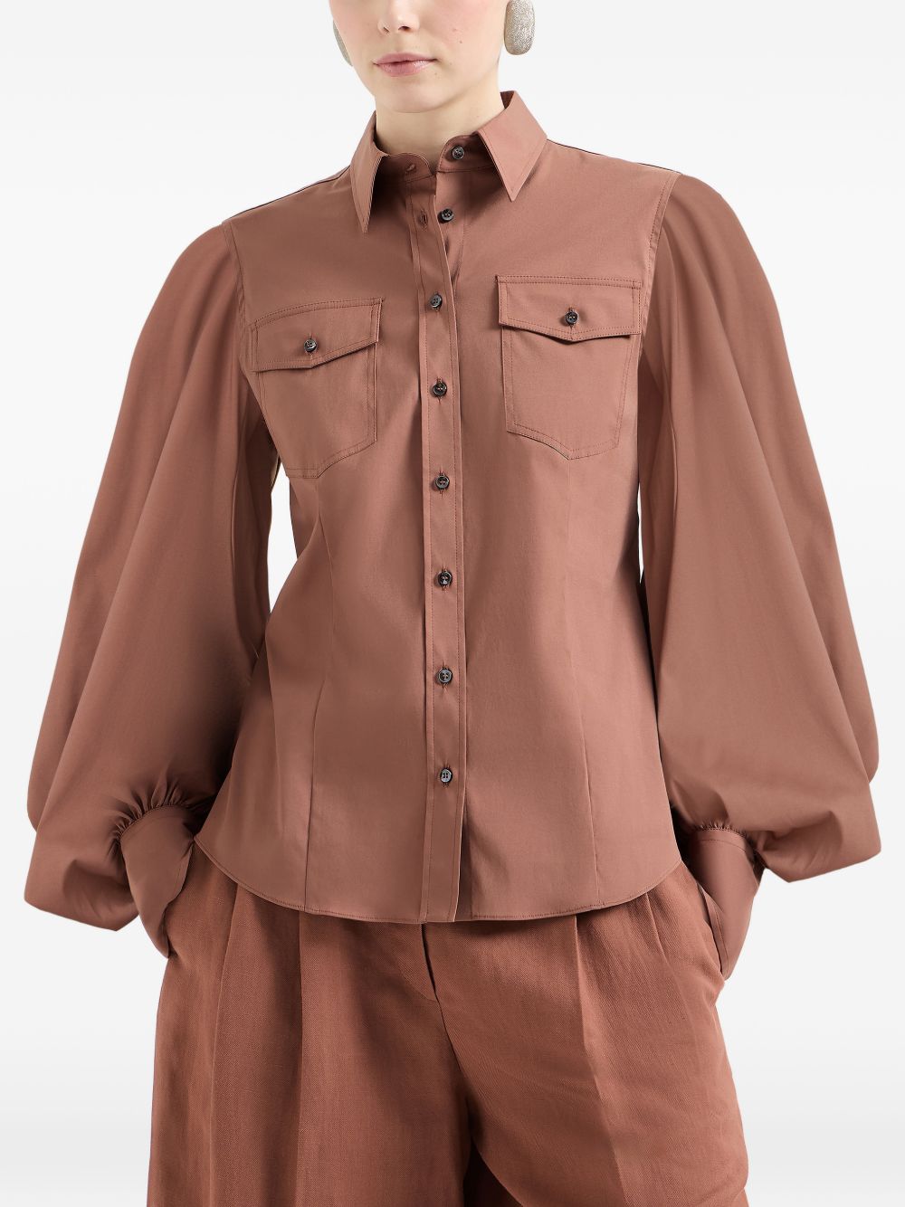 Camicia con maniche a sbuffo in rosa Brunello Cucinelli - donna 