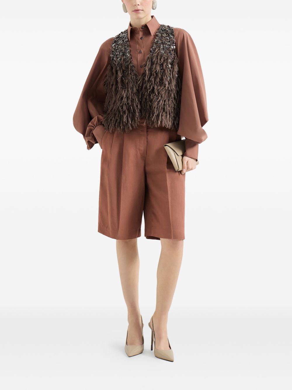 Camicia con maniche a sbuffo in rosa Brunello Cucinelli - donna 