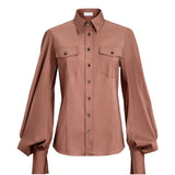 Camicia con maniche a sbuffo in rosa Brunello Cucinelli - donna 