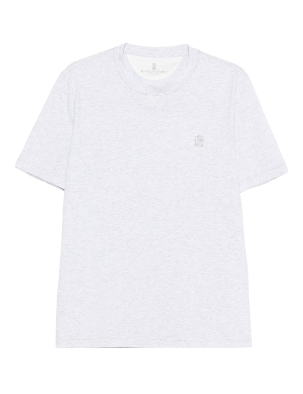 T-shirt con logo a girocollo in bianco Brunello cucinelli - uomo 
