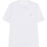 T-shirt con logo a girocollo in bianco Brunello cucinelli - uomo 