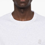 T-shirt con logo a girocollo in bianco Brunello cucinelli - uomo 