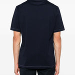 T-shirt girocollo con logo ricamato in blu Brunello cucinelli - uomo 