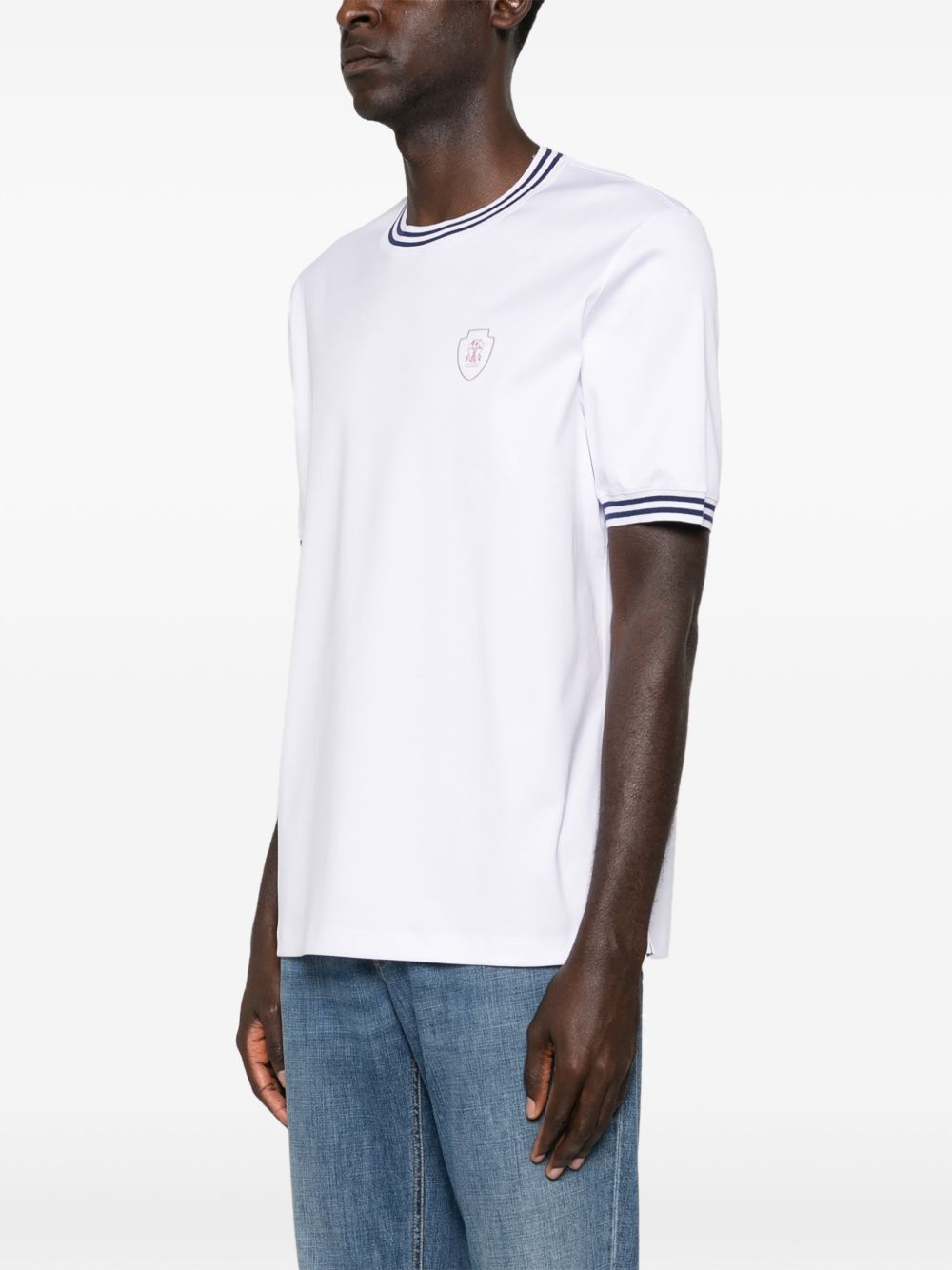 T-shirt a girocollo in bianco Brunello cucinelli - uomo 