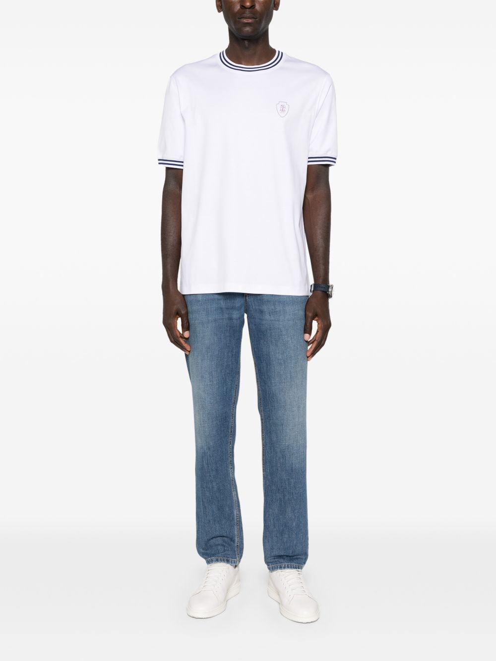 T-shirt a girocollo in bianco Brunello cucinelli - uomo 