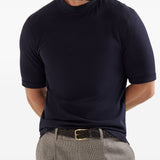 T-shirt con collo rialzato in blu Brunello cucinelli - uomo 
