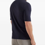 T-shirt con collo rialzato in blu Brunello cucinelli - uomo 