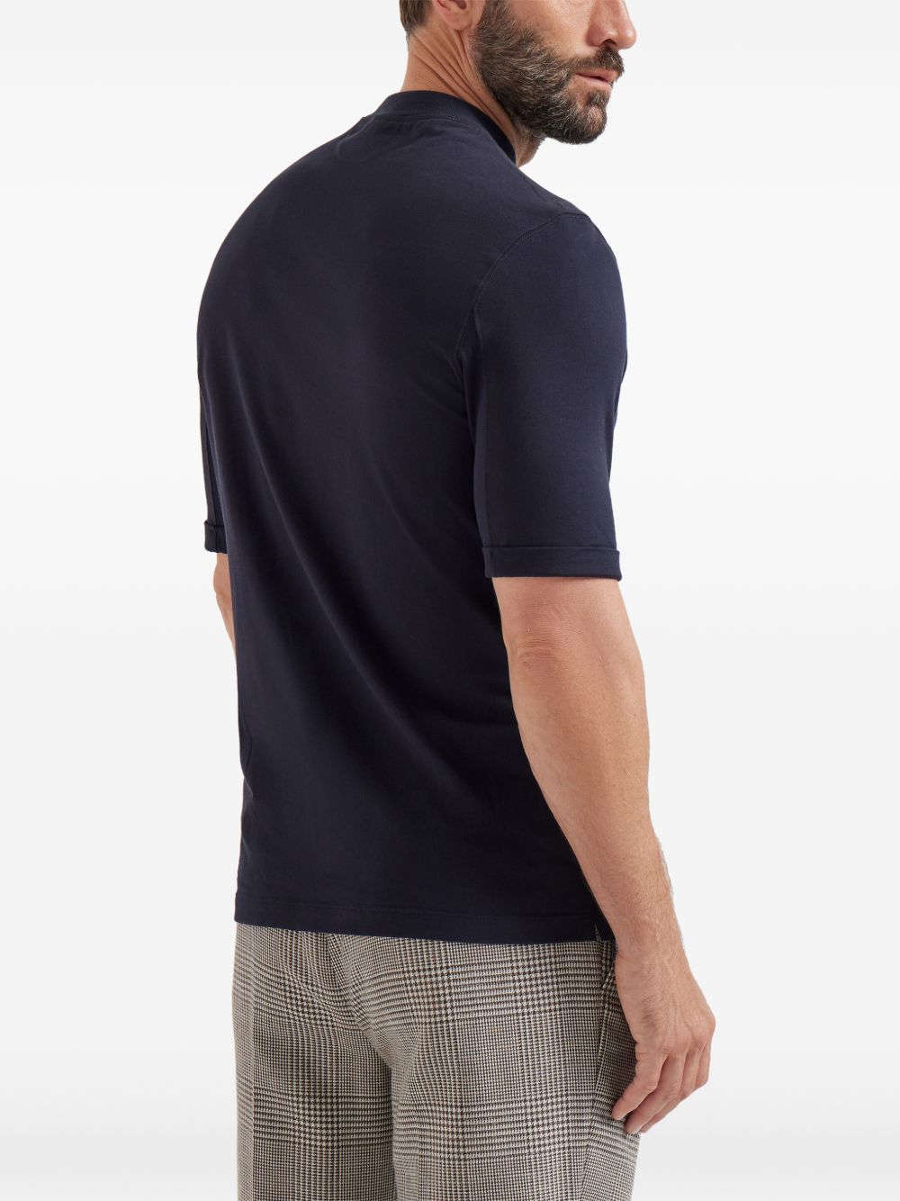 T-shirt con collo rialzato in blu Brunello cucinelli - uomo 