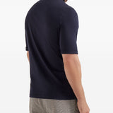 T-shirt con collo rialzato in blu Brunello cucinelli - uomo 
