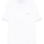 T-shirt con logo a girocollo in bianco Brunello cucinelli - uomo 