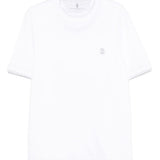 T-shirt con logo a girocollo in bianco Brunello cucinelli - uomo 