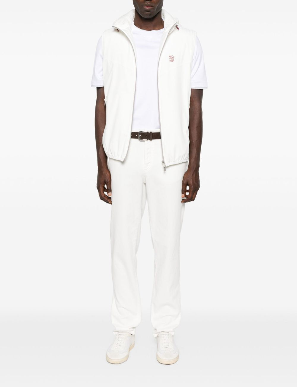 T-shirt con logo a girocollo in bianco Brunello cucinelli - uomo 