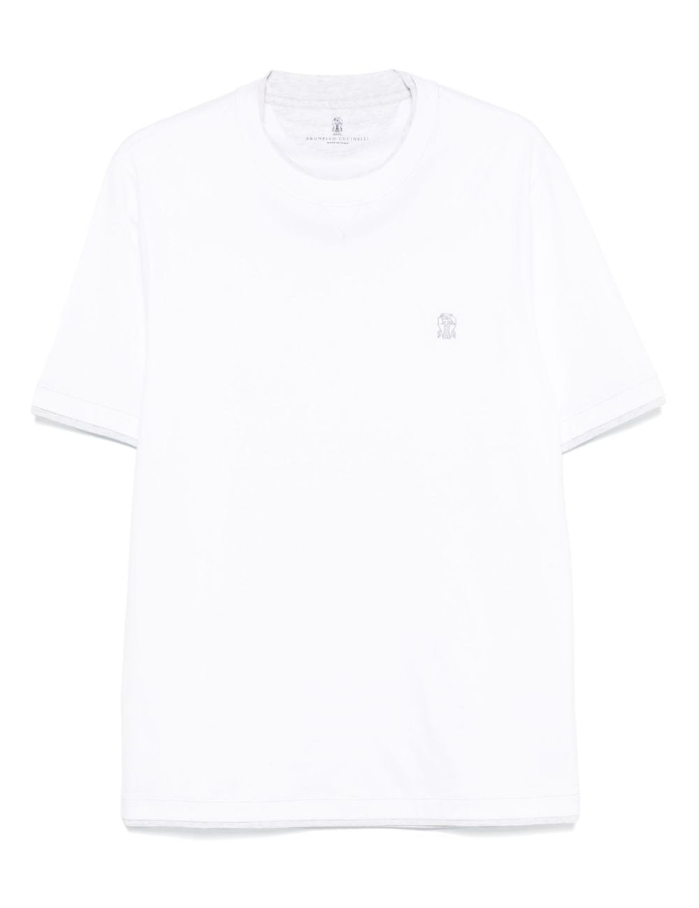 T-shirt con logo a girocollo in bianco Brunello cucinelli - uomo 