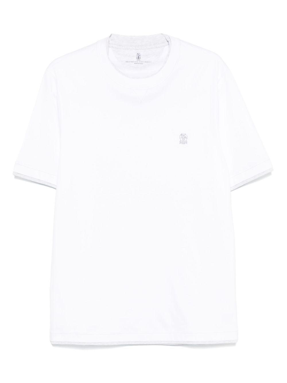 T-shirt con logo a girocollo in bianco Brunello cucinelli - uomo 