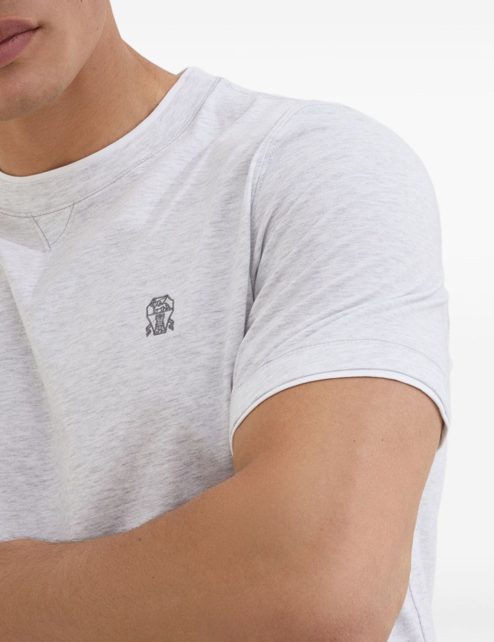 T-shirt con stampa del logo in bianco Brunello cucinelli - uomo 