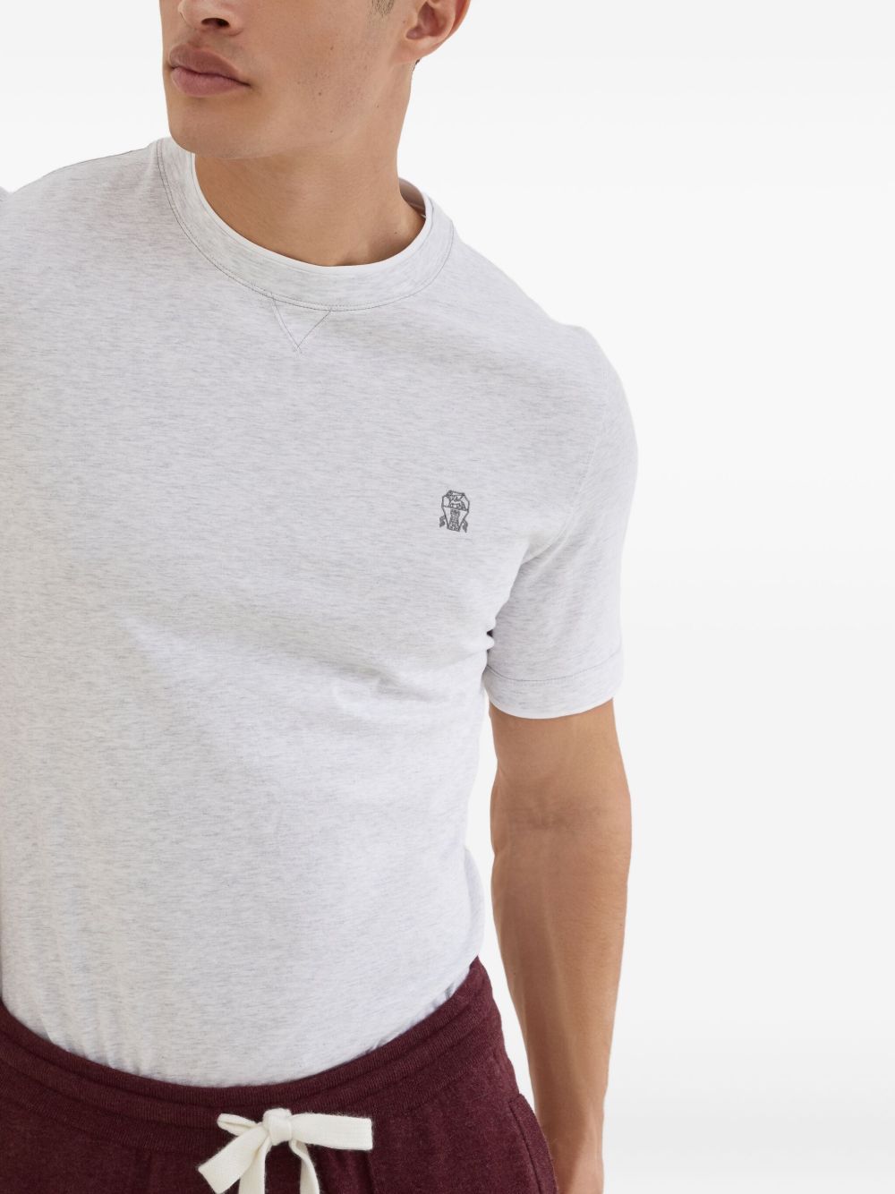 T-shirt con stampa del logo in bianco Brunello cucinelli - uomo 