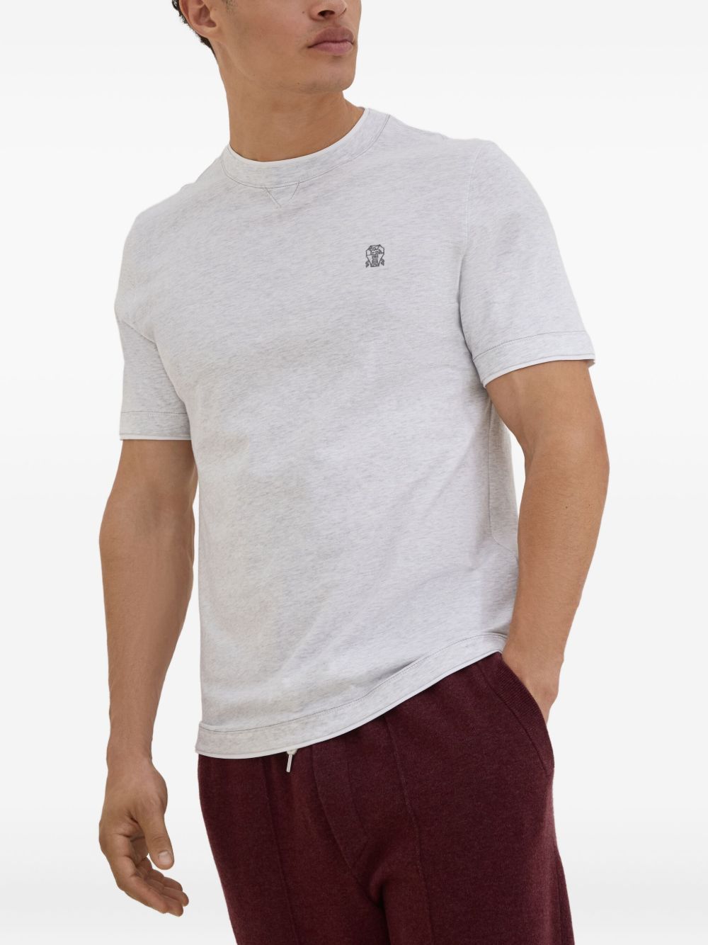T-shirt con stampa del logo in bianco Brunello cucinelli - uomo 