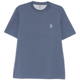 T-shirt a girocollo in blu Brunello cucinelli - uomo 