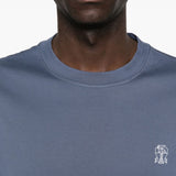 T-shirt a girocollo in blu Brunello cucinelli - uomo 